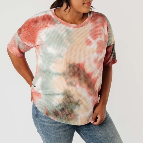 Waffle Knit Tie Dye Top in Sunrise - Picture 13 of 15